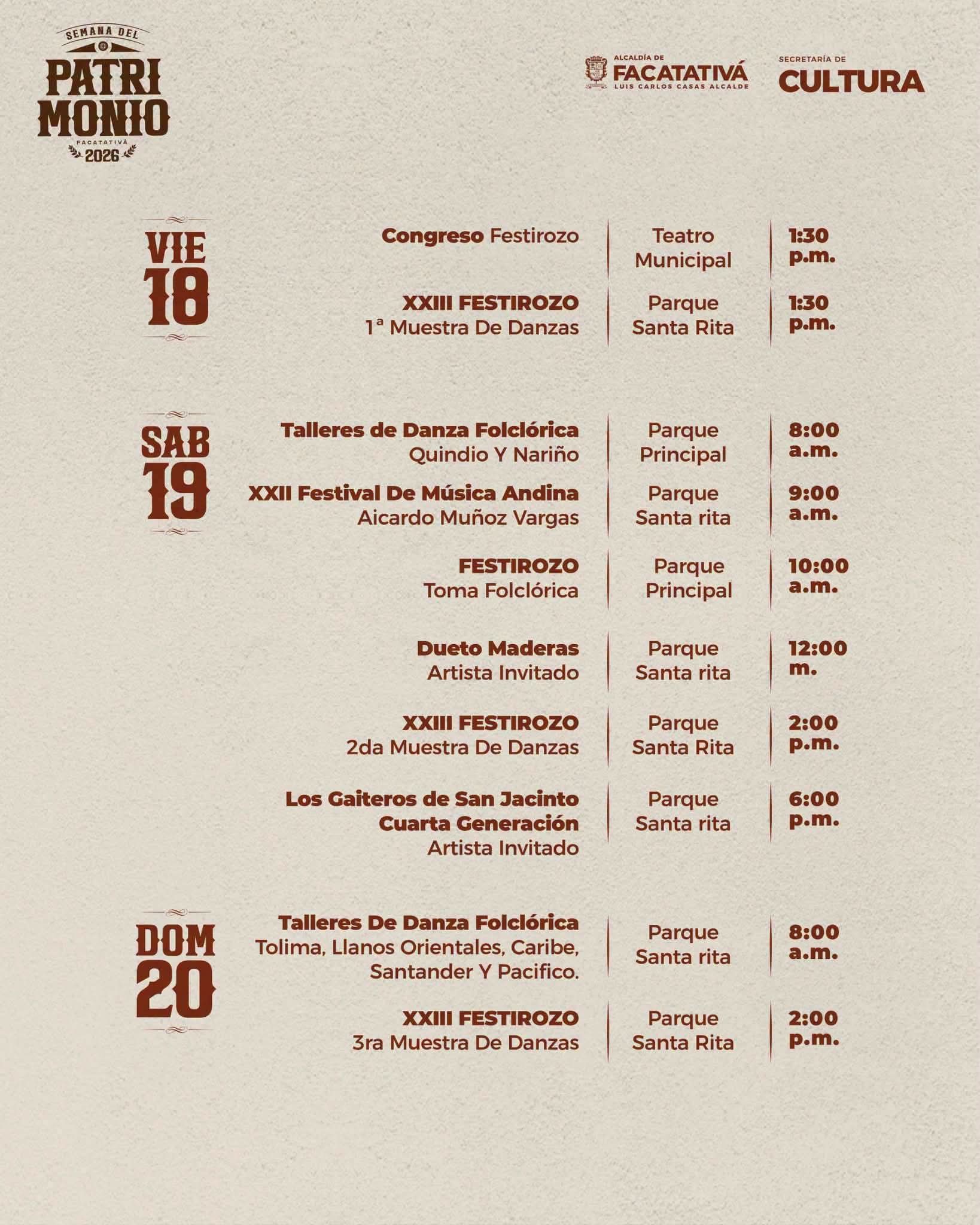 ALCALDIA MUNICIPAL DE FACATATIVA.               Con el #CRONISTA…Invitacion para participar en la «Semana del patrimonio» del 18 al 26 de septiembre